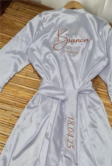 Robe Noiva Longo Manga Longa Cinto Bordado