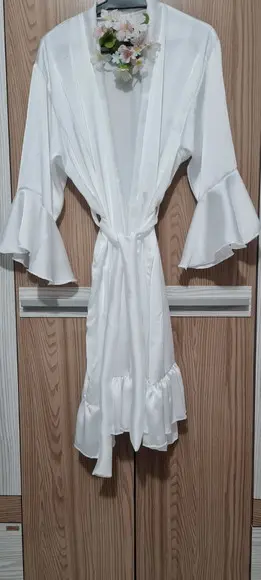 Robe noiva luxo cetim toque de seda babadinhos