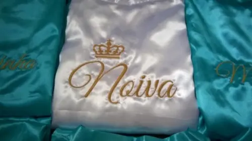 Robe Roupão Cetim Bordado Noiva Mãe Debutante