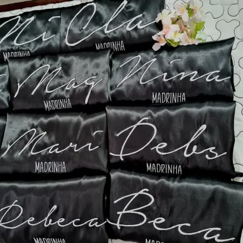 Robe roupão cetim noiva madrinha personalizado