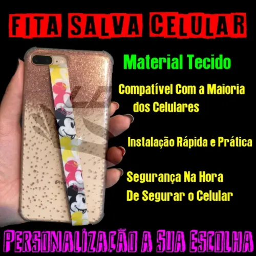 Fita Salva Celular Personalizada - Impressão Frente
