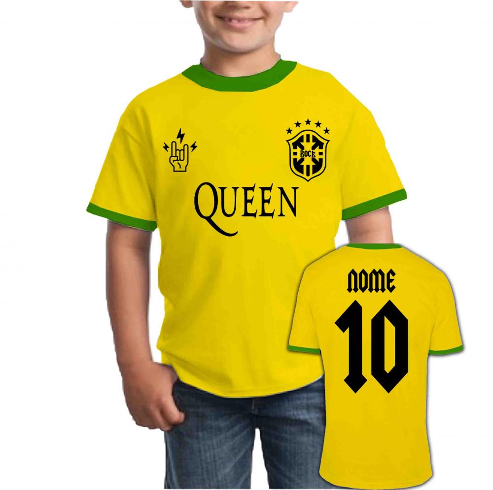 Camiseta Infantil QUEEN personalizado Brasil Copa