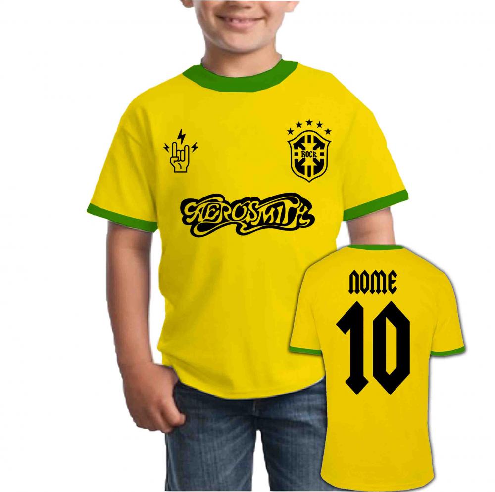 Camiseta Infantil AEROSMITH personalizado Brasil Copa
