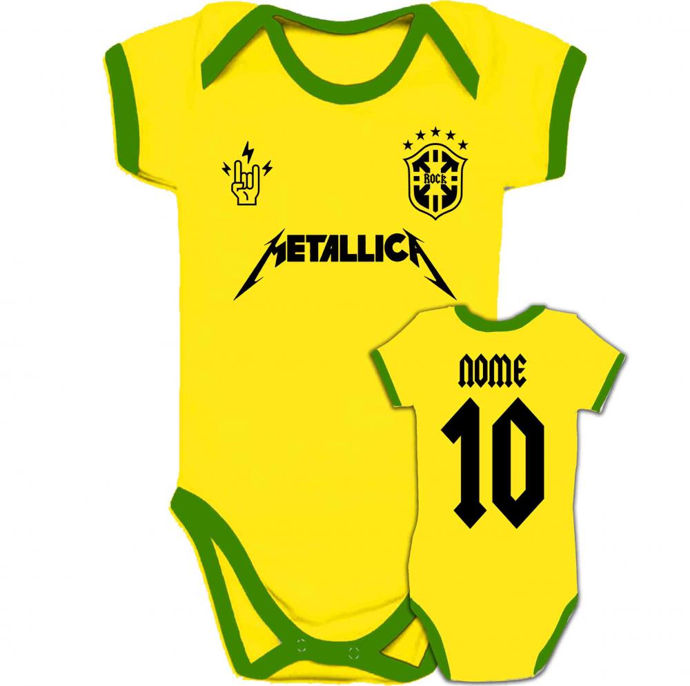 Body Infantil METALLICA personalizado Brasil Copa