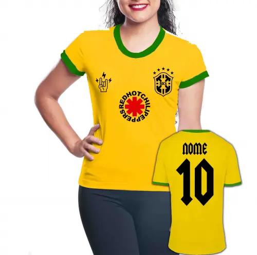 Baby Look RED HOT CHILI PEPPERS personalizada Brasil Copa