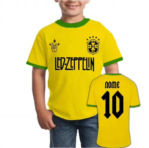 Camiseta Infantil LED ZEPPELIN personalizado Brasil Copa