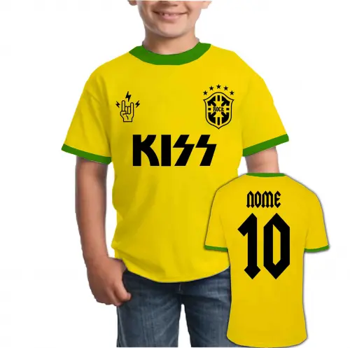 Camiseta Infantil KISS personalizado Brasil Copa