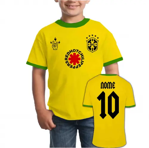 Camiseta Infantil RED HOT CHILI PEPPERS personalizado Brasil Copa