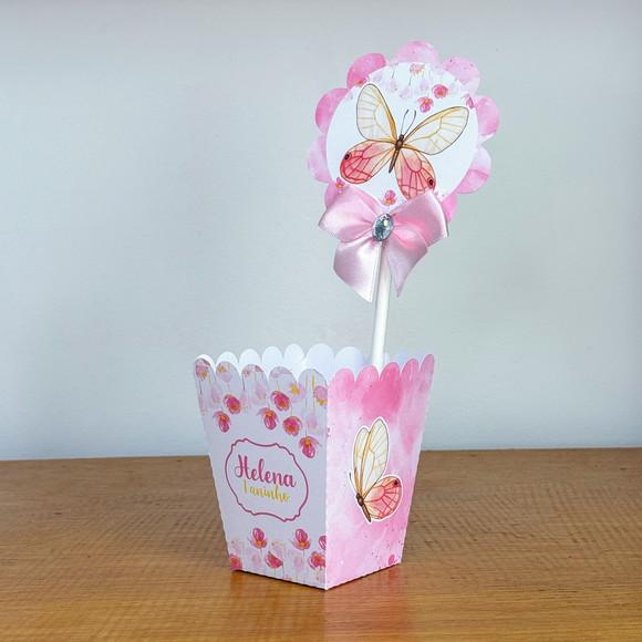 Centro de Mesa Personalizado Borboletas Rosa