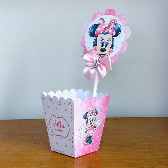Centro de Mesa Personalizado Minnie Rosa