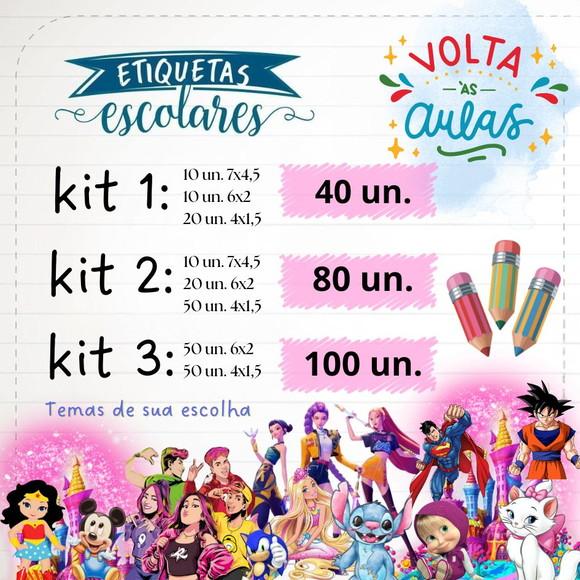 Kit de Etiquetas Escolares Personalizadas - 80 un