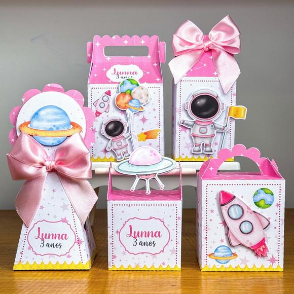 Lembrancinhas Personalizadas Astronauta Rosa - 15 Pçs
