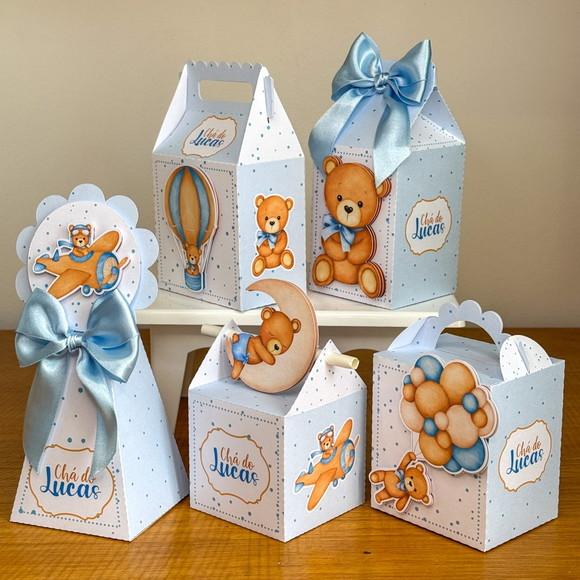 Lembrancinhas Personalizadas Cha de Bebe Ursinho Azul 50 Pçs