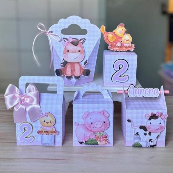 Lembrancinhas Personalizadas Fazendinha Rosa - 40 Pçs
