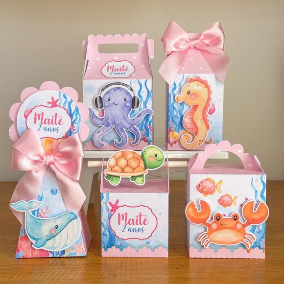 Lembrancinhas Personalizadas Fundo do Mar Rosa - 20 Pçs