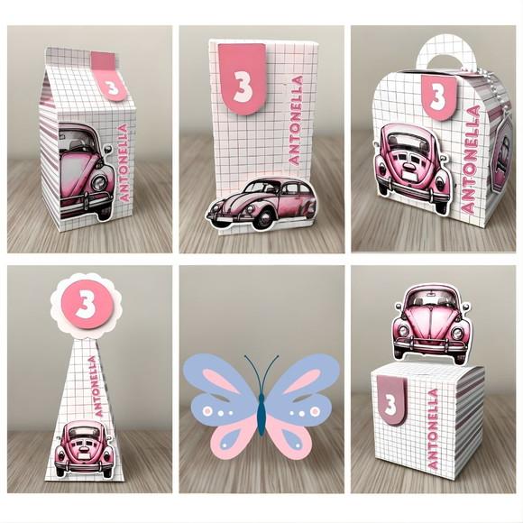 Lembrancinhas Personalizadas Fusca Rosa - 20 Pçs