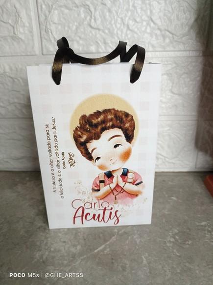 Sacolinha Personalizada Carlo Acutis - 10x15 - Lembrancinha