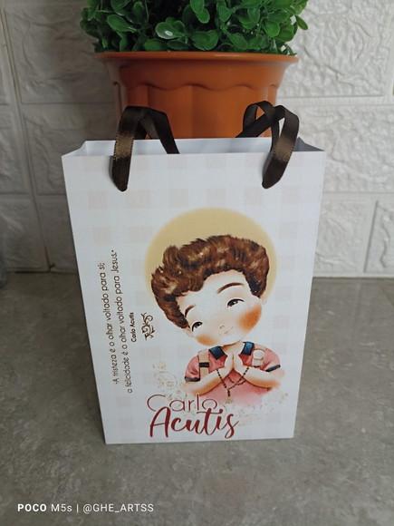 Sacolinha Personalizada Carlo Acutis - 10x15 - Lembrancinha