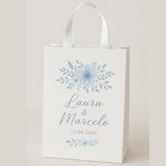 Sacolinha Personalizada Floral Azul - 10x15