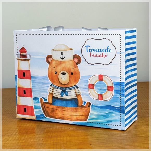 Sacolinha Personalizada Ursinho Marinheiro - 10x15