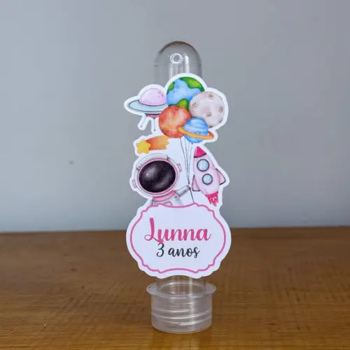 Aplique Personalizado para Tubete - Astronauta Rosa - Jl