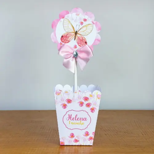 Centro de Mesa Personalizado Borboletas Rosa