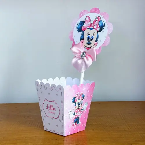 Centro de Mesa Personalizado Minnie Rosa