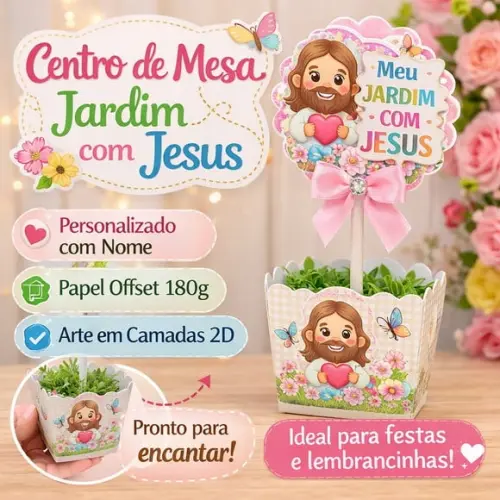 Centro de Mesa Personalizadojardim com Jesus