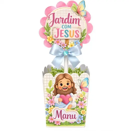Centro de Mesa Personalizadojardim com Jesus