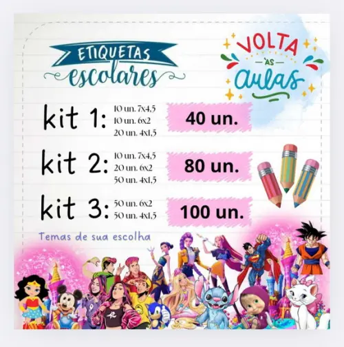 Etiquetas Escolar - 140 un