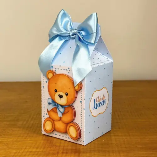 Lembrancinhas Personalizadas Cha de Bebe Ursinho Azul 20 Pçs