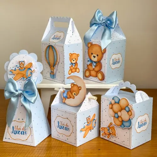 Lembrancinhas Personalizadas Cha de Bebe Ursinho Azul 20 Pçs
