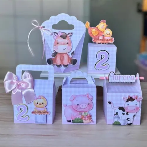Lembrancinhas Personalizadas Fazendinha Rosa - 20 Pçs