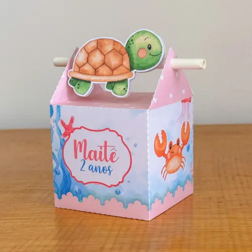 Lembrancinhas Personalizadas Fundo do Mar Rosa - 20 Pçs