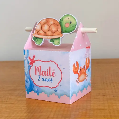 Lembrancinhas Personalizadas Fundo do Mar Rosa - 40 Pçs