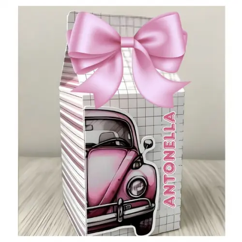 Lembrancinhas Personalizadas Fusca Rosa - 15 Pçs