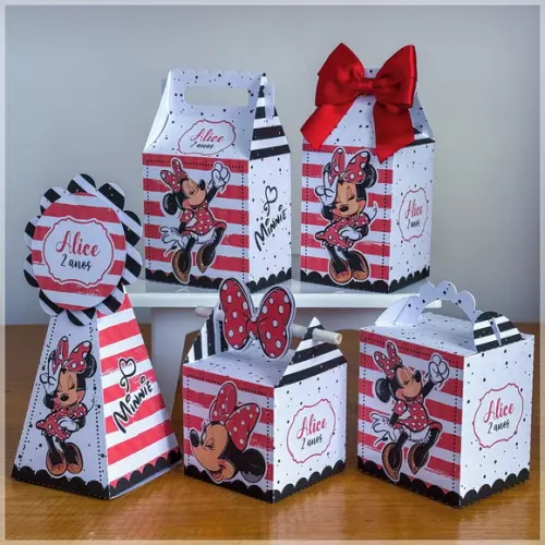 Lembrancinhas Personalizadas Minnie Vermelho - 50 Pçs