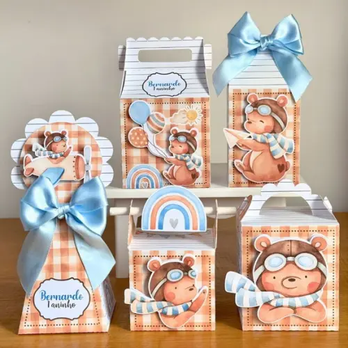 Lembrancinhas Personalizadas Ursinho Aviador - 30 Pçs