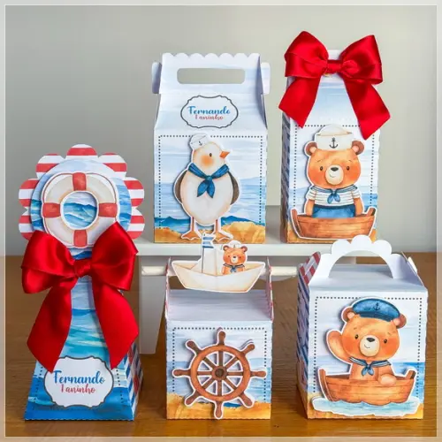 Lembrancinhas Personalizadas Ursinho Marinheiro - 50 Pçs
