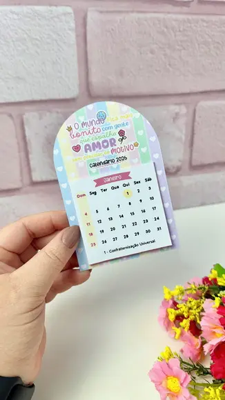 Mini Calendário Geladeira 2026 - c/ Ímã - 5x5