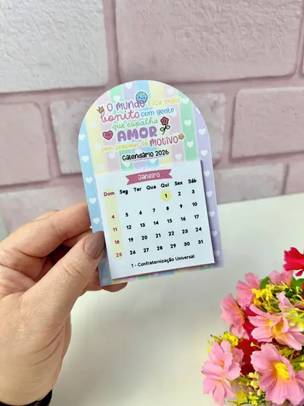 Mini Calendário Geladeira 2026 - c/ Ímã - 5x5