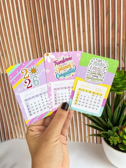 Mini Calendário Geladeira 2026 - c/ Ímã - 5x5