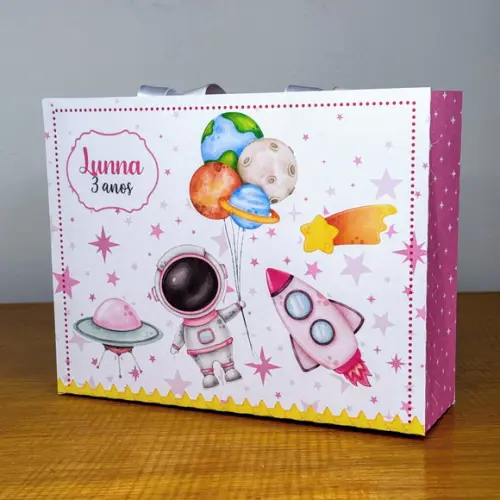 Sacolinha Personalizada Astronauta Rosa - 10x15