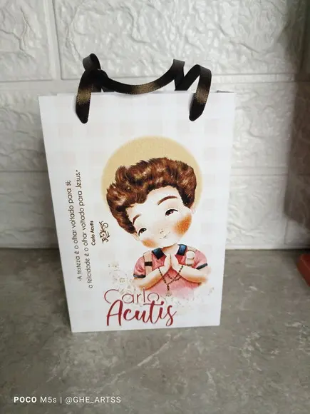 Sacolinha Personalizada Carlo Acutis - 10x15 - Lembrancinha
