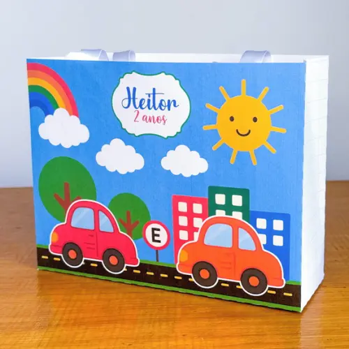 Sacolinha Personalizada Carrinhos - 10x15
