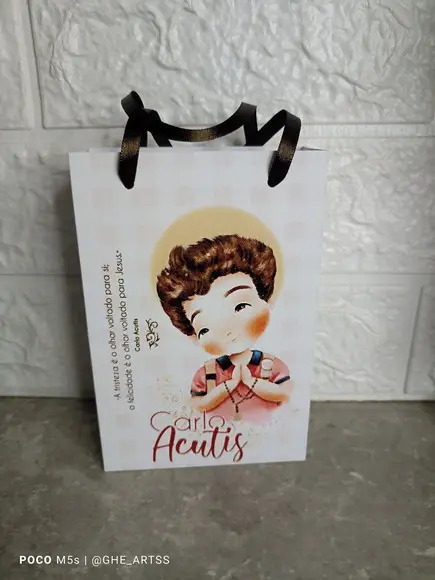 Sacolinha Personalizada Carlo Acutis - 10x15 - Lembrancinha