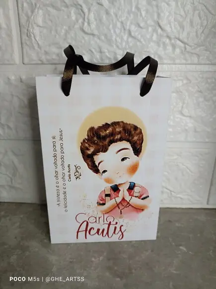 Sacolinha Personalizada Carlo Acutis - 10x15 - Lembrancinha