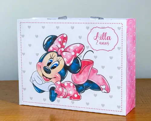 Sacolinha Personalizada Minnie Rosa - 10x15