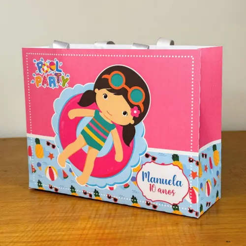 Sacolinha Personalizada Pool Party Menina - 10x15