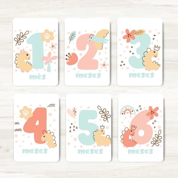 Cards Mesversário Dino Fofinha - Arquivo Digital